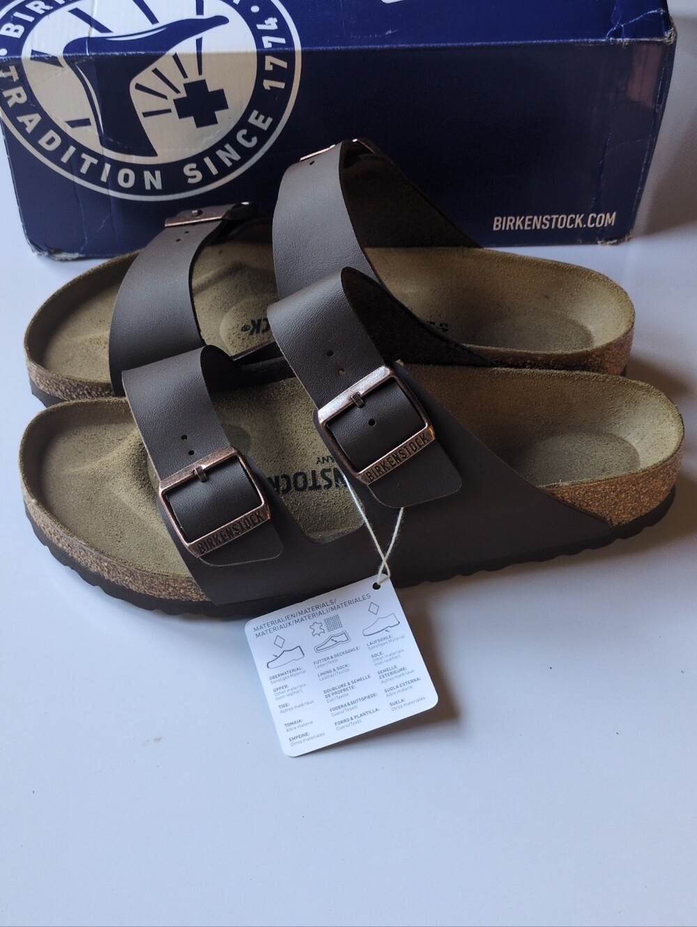 NIB Birkenstock Womens Sz 9 Arizona BS Regular Fit Dark Brown